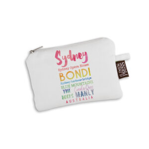 Purse Organic Cotton White Sydney Watercolour Words