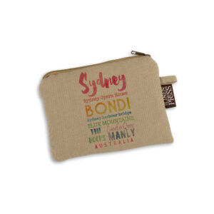 Purse Organic Cotton Beige Sydney Watercolour Words