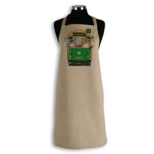 Apron Organic Cotton Beige Green Tram with Animals Melbourne
