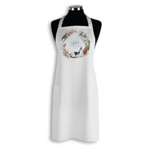 Apron Organic Cotton White Floral Wreath with Wren Great Ocean Road