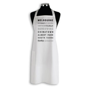 Apron Organic Cotton White Melbourne Words