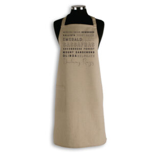Apron Organic Cotton Beige Dandenong Ranges Typography