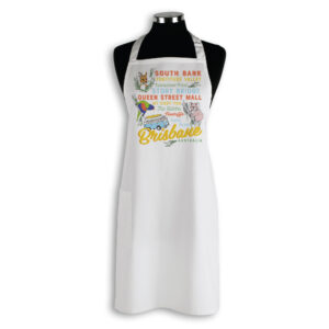 Apron Organic Cotton White Brisbane Words