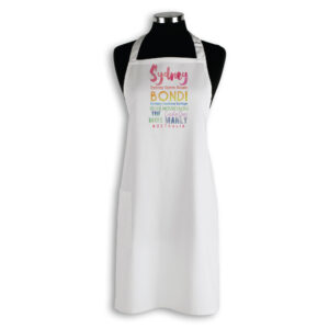 Apron Organic Cotton White Sydney Watercolour Words