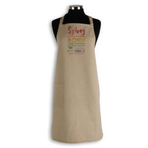 Apron Organic Cotton Beige Sydney Watercolour Words