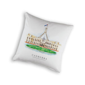 Cushion Cover Organic Cotton White Parliament House Canberra Capital of Australia