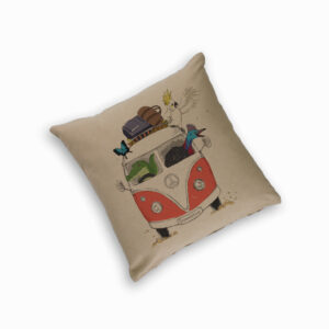 Cushion Cover Organic Cotton Beige Kombi FNQ with Animals Red Townsville