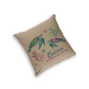 Cushion Cover Organic Cotton Beige Sea Turtles Cairns