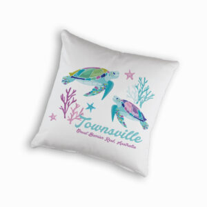 Cushion Cover Organic Cotton White Sea Turtles Magnetic Island