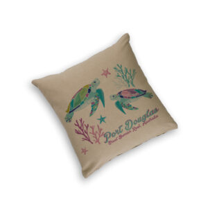 Cushion Cover Organic Cotton Beige Sea Turtles Port Douglas