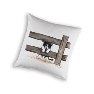 Cushion Cover Organic Cotton White Fig Hill Farm Curious Collie