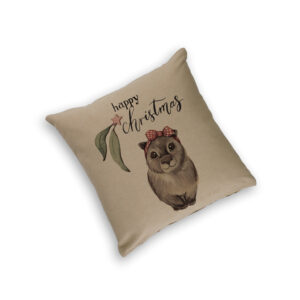 Cushion Cover Organic Cotton Beige Fig Hill Farm Christmas Wombat