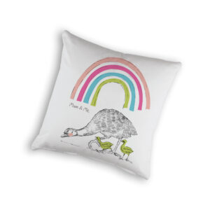 Cushion Cover Organic Cotton White Mother's Day Emus Mum & Me