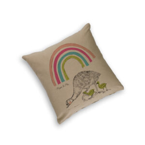 Cushion Cover Organic Cotton Beige Mother's Day Emus Mum & Me
