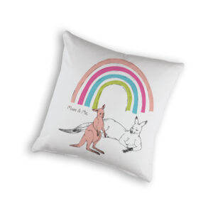 Cushion Cover Organic Cotton White Mother's Day Kangaroos Mum & Me