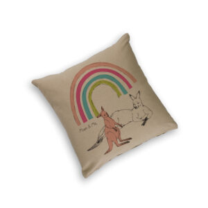 Cushion Cover Organic Cotton Beige Mother's Day Kangaroos Mum & Me