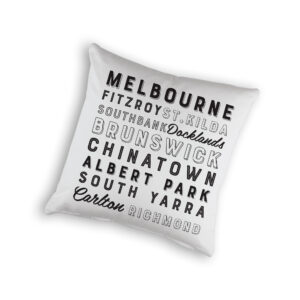 Cushion Cover Organic Cotton White Melbourne Words