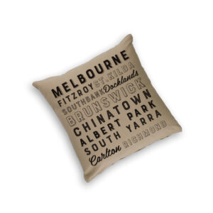 Cushion Cover Organic Cotton Beige Melbourne Words