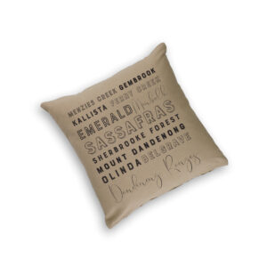 Cushion Cover Organic Cotton Beige Dandenong Ranges Typography