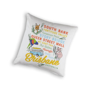 Cushion Cover Organic Cotton White Brisbane Words