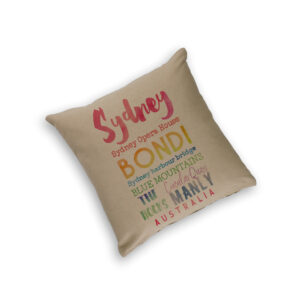 Cushion Cover Organic Cotton Beige Sydney Watercolour Words
