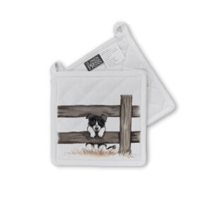 Pot Holder Organic Cotton White Fig Hill Farm Curious Collie