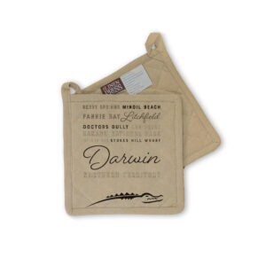 Pot Holder Organic Cotton Beige Darwin Words