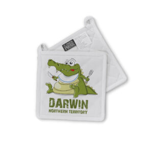 Pot Holder Organic Cotton White Darwin Comic Croc