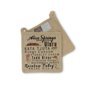 Pot Holder Organic Cotton Beige Typography Alice Springs