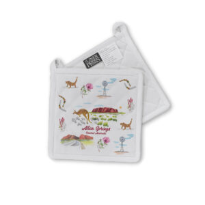 Pot Holder Organic Cotton White Alice Springs Icons