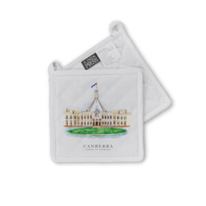 Pot Holder Organic Cotton White Parliament House Canberra Capital of Australia