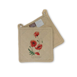 Pot Holder Organic Cotton Beige Poppies Canberra Capital of Australia
