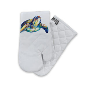 Oven Mitt Organic Cotton White Deborah Broughton Turtle