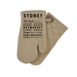 Oven Mitt Organic Cotton Beige Sydney Typography