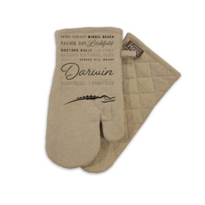 Oven Mitt Organic Cotton Beige Darwin Words