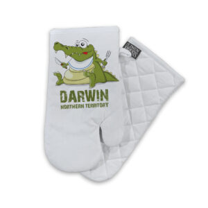 Oven Mitt Organic Cotton White Darwin Comic Croc