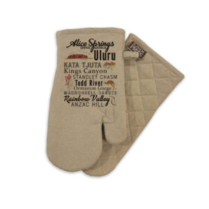 Oven Mitt Organic Cotton Beige Typography Alice Springs