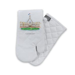 Oven Mitt Organic Cotton White Parliament House Canberra Capital of Australia