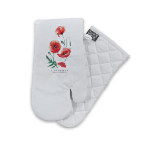 Oven Mitt Organic Cotton White Poppies Canberra Capital of Australia