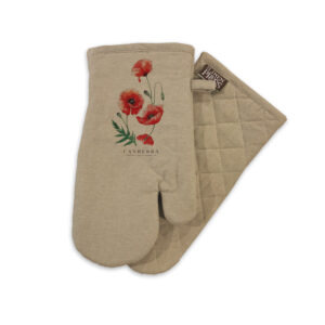Oven Mitt Organic Cotton Beige Poppies Canberra Capital of Australia
