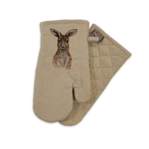 Oven Mitt Organic Cotton Beige Fig Hill Studio Kaia Kangaroo