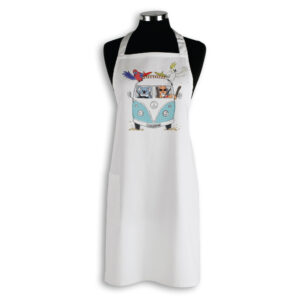 Apron Organic Cotton White Blue Kombi Great Ocean Road