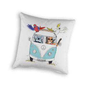 Cushion Cover Organic Cotton White Blue Kombi Great Ocean Road