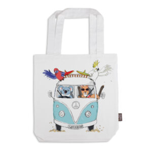 Tote Bag Organic Cotton White Blue Kombi Great Ocean Road