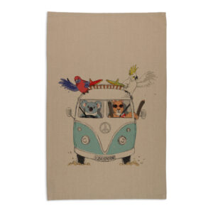 Tea Towel Organic Cotton Beige Blue Kombi Great Ocean Road