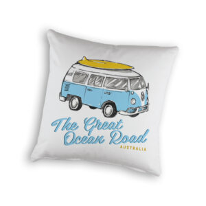 Cushion Cover Organic Cotton White Blue Side Kombi Great Ocean Road