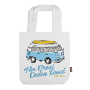 Tote Bag Organic Cotton White Blue Side Kombi Great Ocean Road