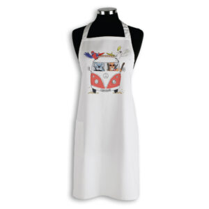 Apron Organic Cotton White Red Kombi Great Ocean Road