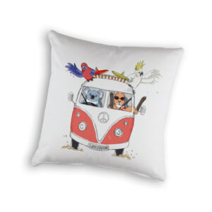 Cushion Cover Organic Cotton White Red Kombi Great Ocean Road