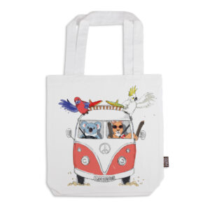Tote Bag Organic Cotton White Red Kombi Great Ocean Road